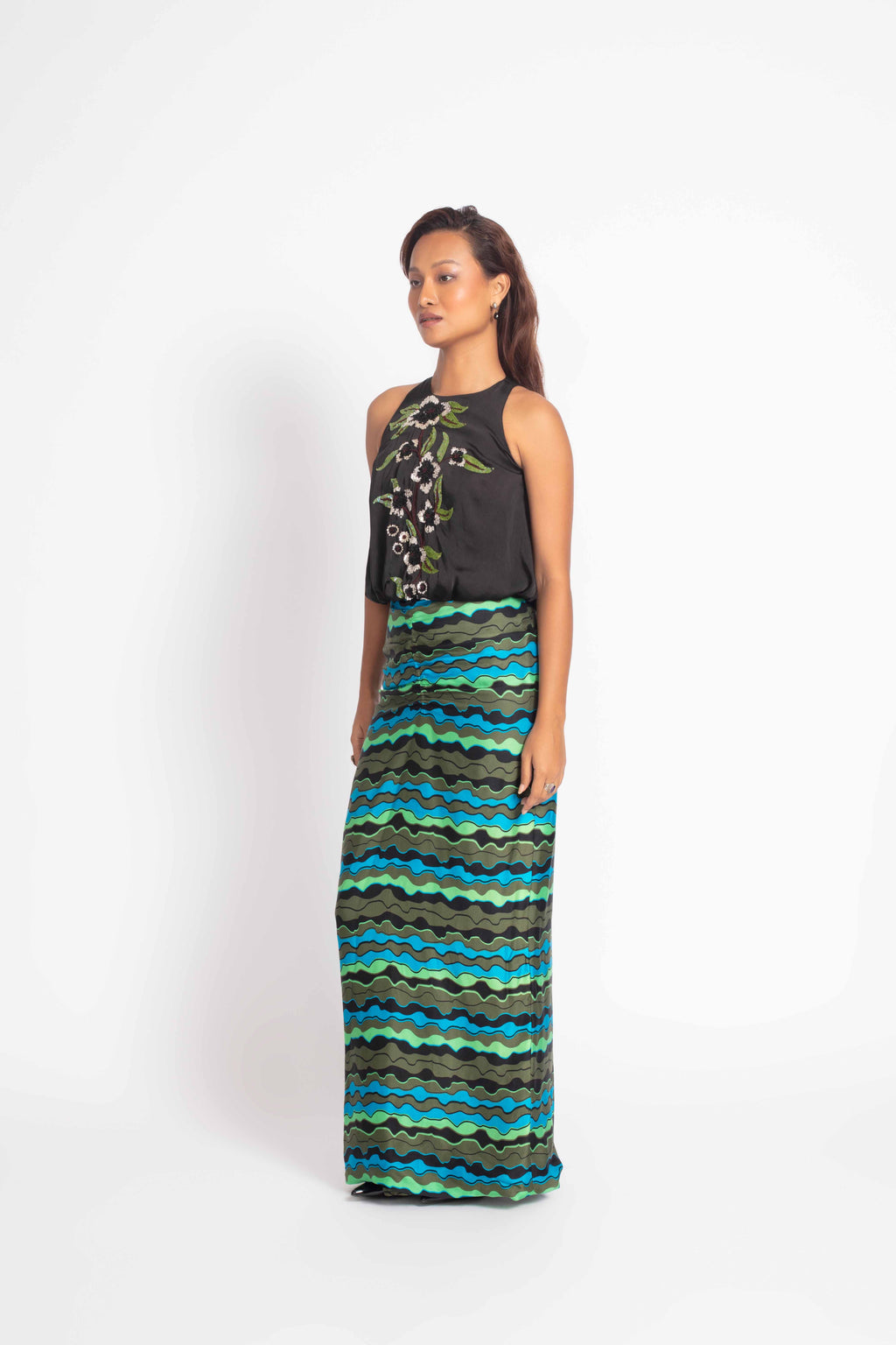 Noa Embroidered Halter Gown