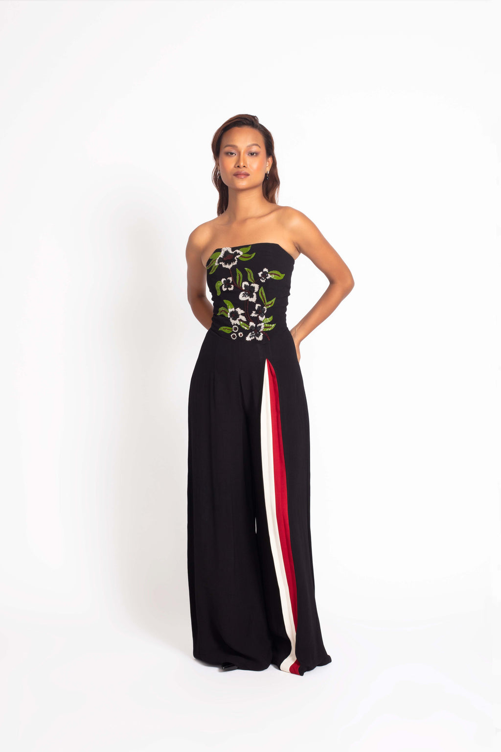 Ivy Embroidered Jumpsuit -  Black